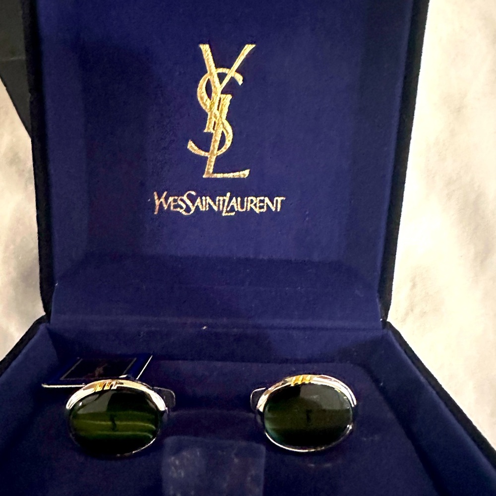 Vintage Yves Saint Laurent Cufflinks with original box and tag.